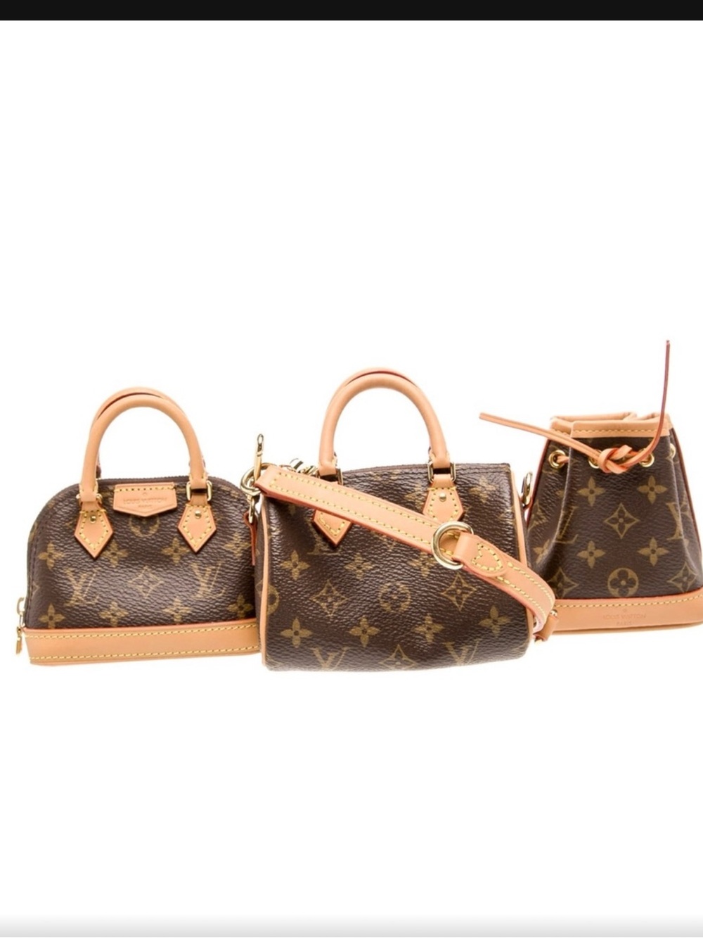 Louis Vuitton Monogram Mini Bag Trio — Brown with Natural Vachetta Trim